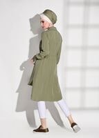 Tesettür giyim YEŞİL T 3265 Asmiray- Bel Kısmı Büzgülü Tunik