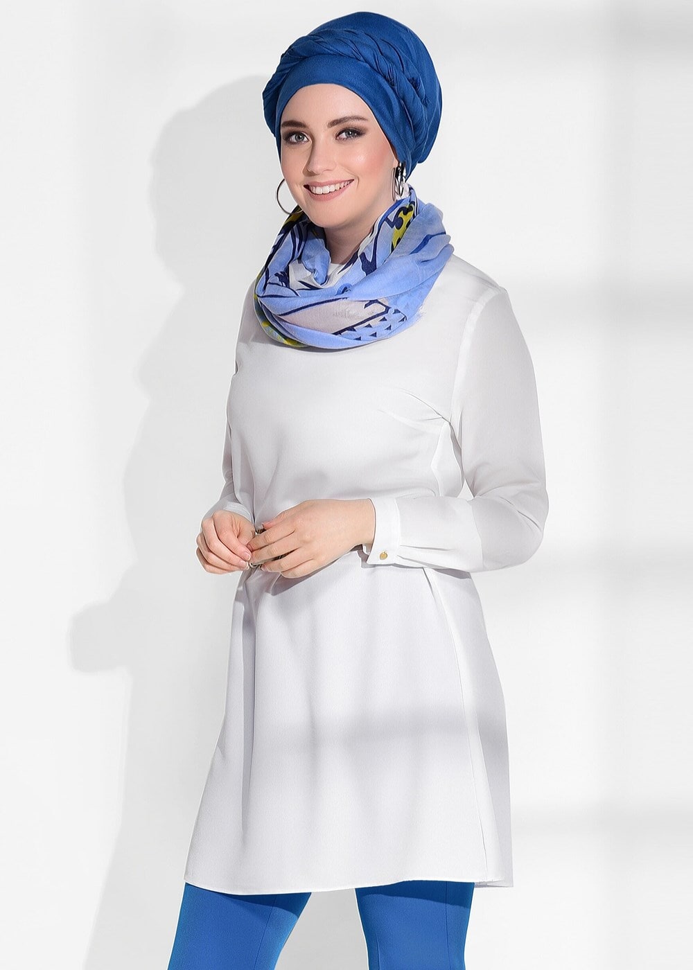 Tesettür giyim EKRU T 3308 Mısra- Klasik Kesim Tunik