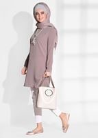Tesettür giyim PEMBE T 3308 Mısra- Klasik Kesim Tunik