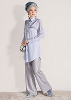 Hijab clothing BLUE  BEADED TUNIC 3429