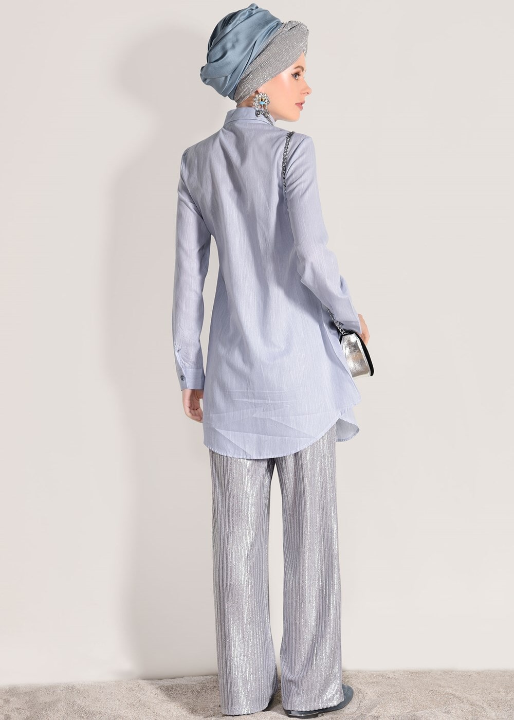 Vêtements hijab BLEU TUNIQUE PERLE 3429