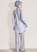 Hijab clothing BLUE  BEADED TUNIC 3429