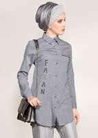 Vêtements hijab GRIS TUNIQUE PERLE 3429