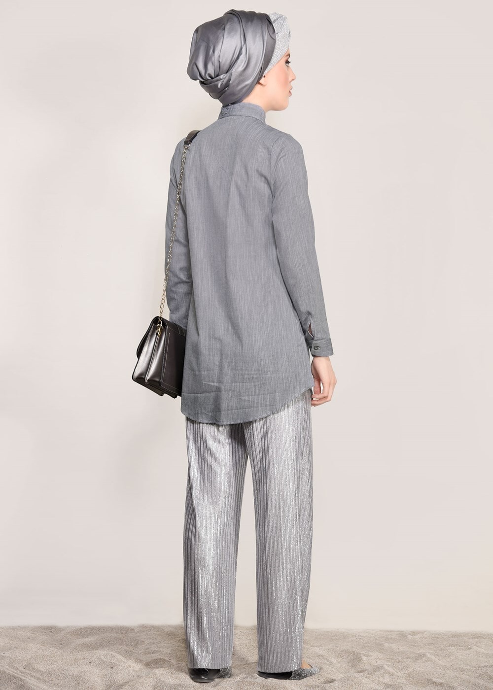 Vêtements hijab GRIS TUNIQUE PERLE 3429