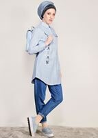 Vêtements hijab BLEU TUNIQUE PERLE 3429