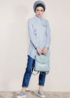 Vêtements hijab BLEU TUNIQUE PERLE 3429