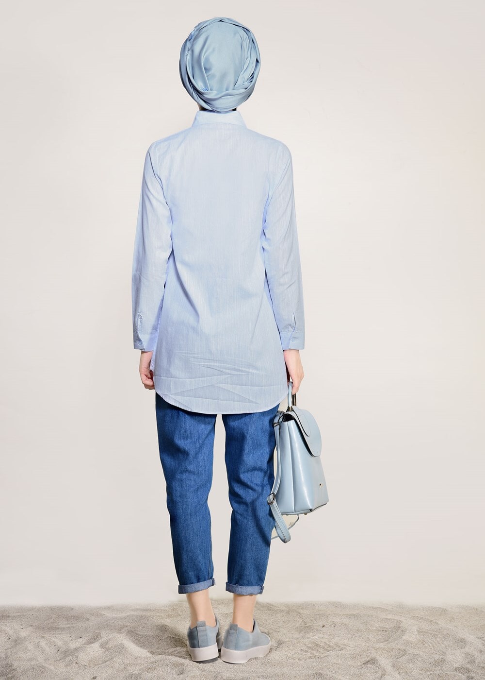 Vêtements hijab BLEU TUNIQUE PERLE 3429