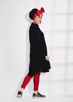 Tesettür giyim SİYAH T 3465 Asmiray- Cep Detaylı Tencel Tunik