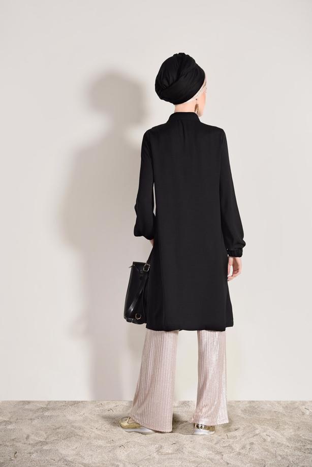 Hijab-Kleidung  T 3498 Mısra- Fermuar Detaylı Tunik - TRENDTESETTÜR