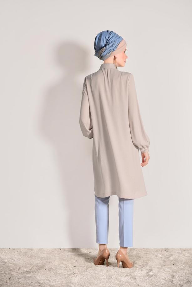 Hijab-Kleidung  T 3498 Mısra- Fermuar Detaylı Tunik - TRENDTESETTÜR