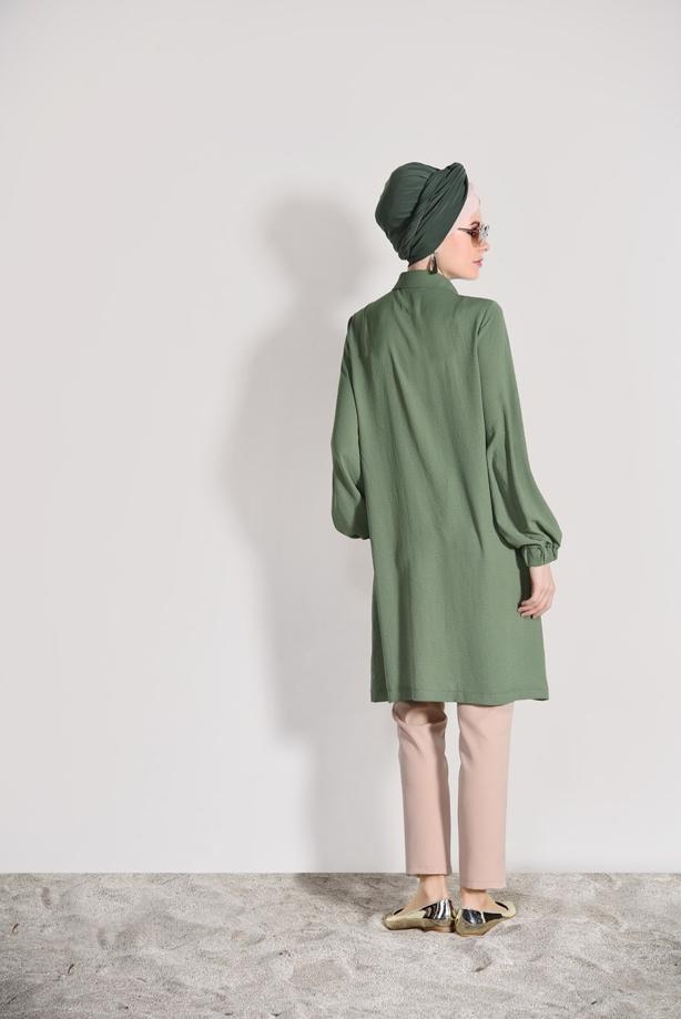 Hijab-Kleidung  T 3498 Mısra- Fermuar Detaylı Tunik - TRENDTESETTÜR