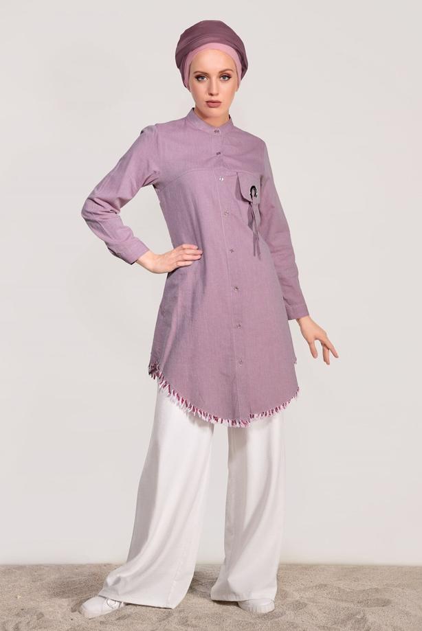 Vêtements hijab  FRINGE DETAILED TUNIC 3529  - TRENDTESETTÜR