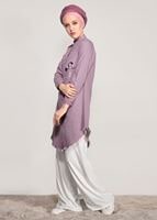 Hijab clothing PINK FRINGE DETAILED TUNIC 3529 