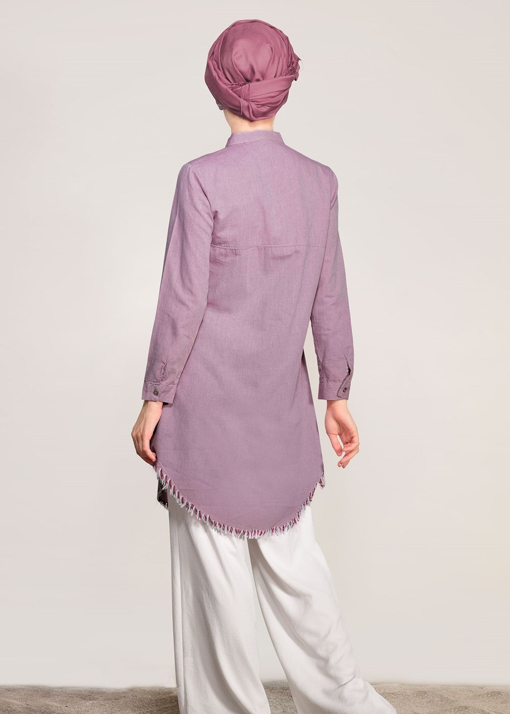 Hijab clothing PINK FRINGE DETAILED TUNIC 3529 