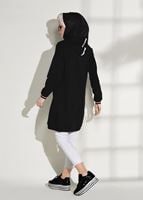 Tesettür giyim SİYAH KAPÜŞONLU SPOR TUNİK 3608