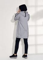Tesettür giyim GRİ KAPÜŞONLU SPOR TUNİK 3608