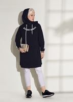 Tesettür giyim LACİVERT KAPÜŞONLU SPOR TUNİK 3608