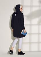 Tesettür giyim LACİVERT KAPÜŞONLU SPOR TUNİK 3608