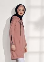 Tesettür giyim PUDRA KAPÜŞONLU SPOR TUNİK 3608