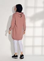 Tesettür giyim PUDRA KAPÜŞONLU SPOR TUNİK 3608
