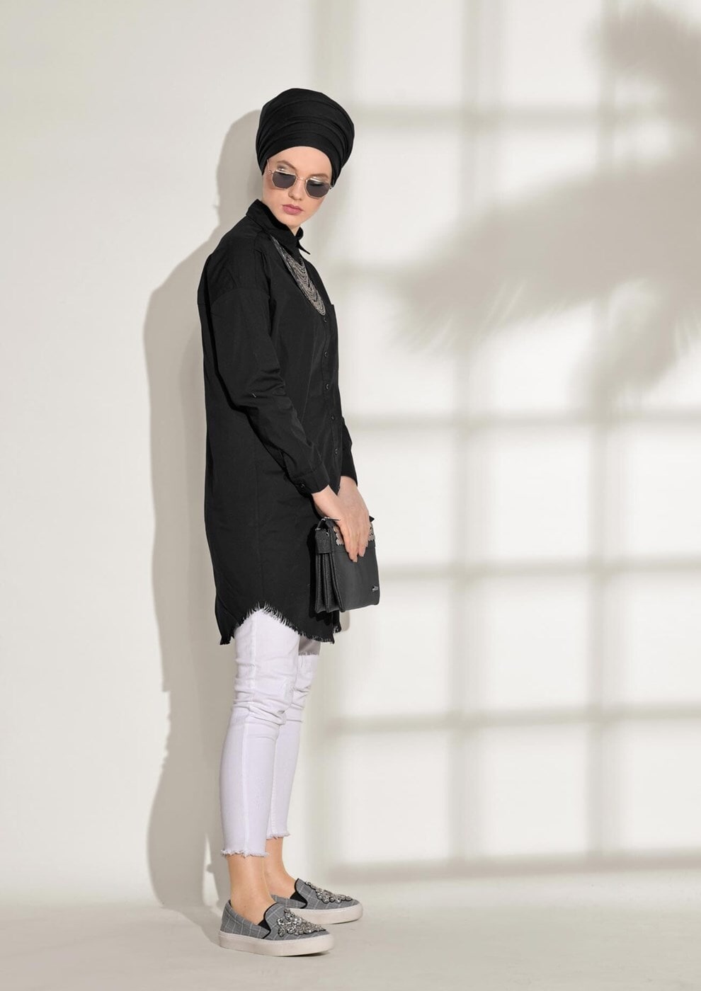 Vêtements hijab NOIR TUNIQUE SPORT DÉTAILLÉE POCHE 3614