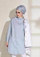 Hijab clothing BLUE POCKET DETAILED SPORTS TUNIC 3614 