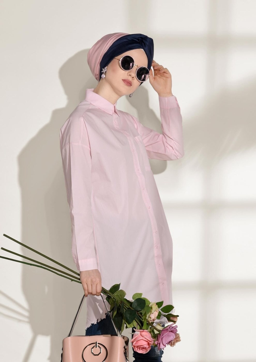 Vêtements hijab POUDRE TUNIQUE SPORT DÉTAILLÉE POCHE 3614