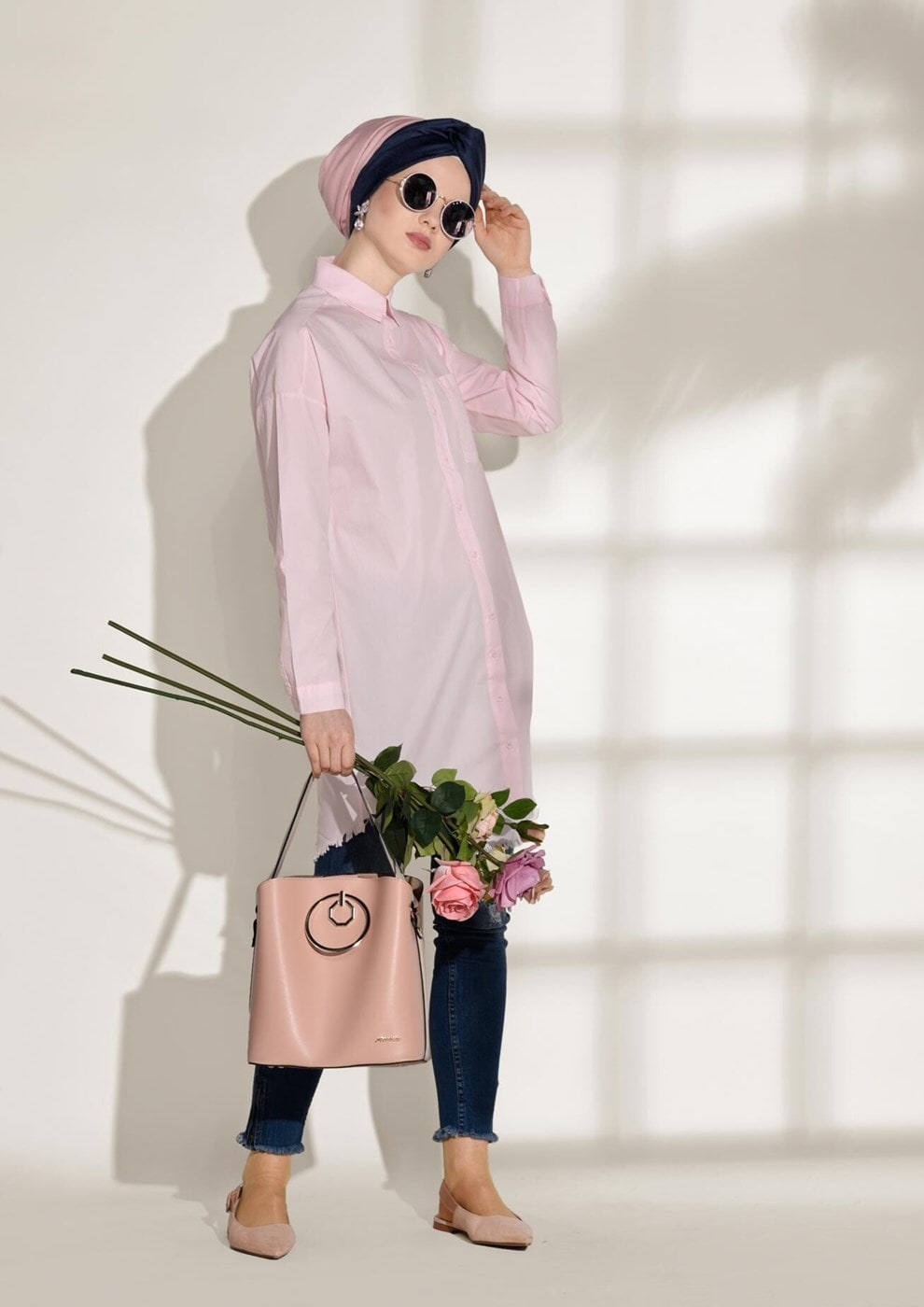 Vêtements hijab POUDRE TUNIQUE SPORT DÉTAILLÉE POCHE 3614