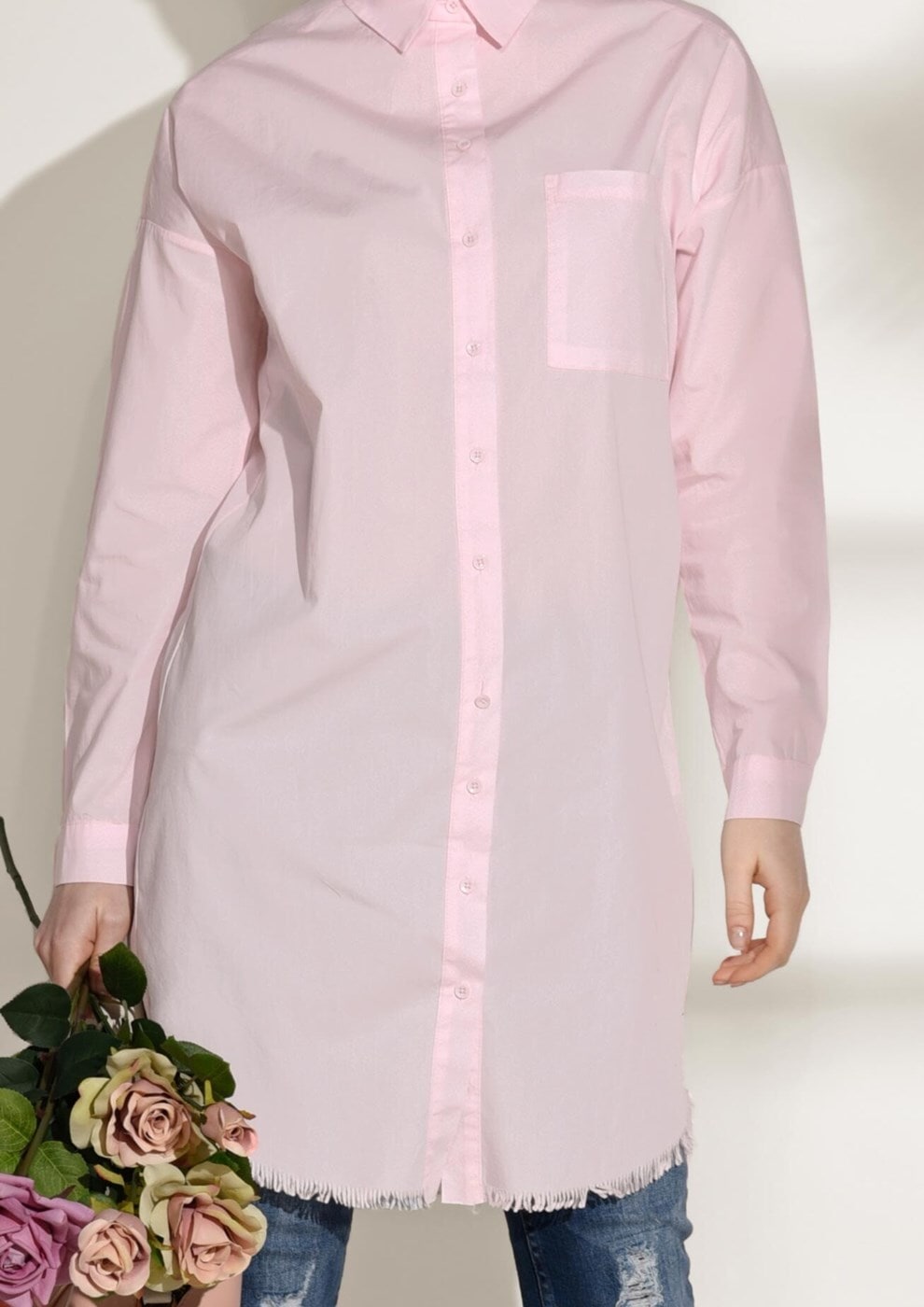 Vêtements hijab POUDRE TUNIQUE SPORT DÉTAILLÉE POCHE 3614