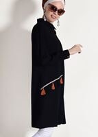 Vêtements hijab NOIR TUNIQUE DÉTAILLÉE À FRANGES 3623 