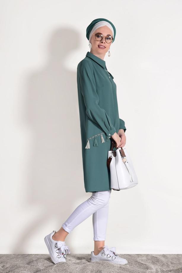 Vêtements hijab  FRINGE DETAILED TUNIC 3623  - TRENDTESETTÜR