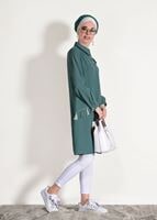 Vêtements hijab VERT TUNIQUE DÉTAILLÉE À FRANGES 3623 
