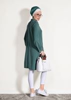 Vêtements hijab VERT TUNIQUE DÉTAILLÉE À FRANGES 3623 