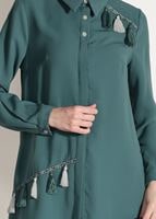 Vêtements hijab VERT TUNIQUE DÉTAILLÉE À FRANGES 3623 