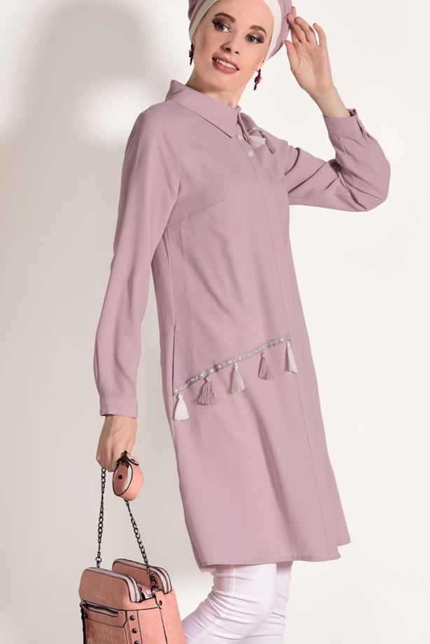 Vêtements hijab  FRINGE DETAILED TUNIC 3623  - TRENDTESETTÜR