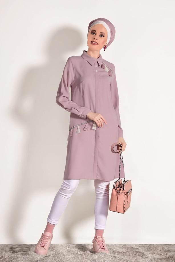 Vêtements hijab  FRINGE DETAILED TUNIC 3623  - TRENDTESETTÜR