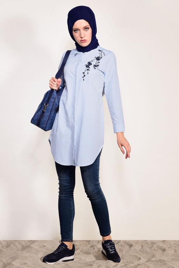 Vêtements hijab  STRIPED TUNIC 3809  - TRENDTESETTÜR