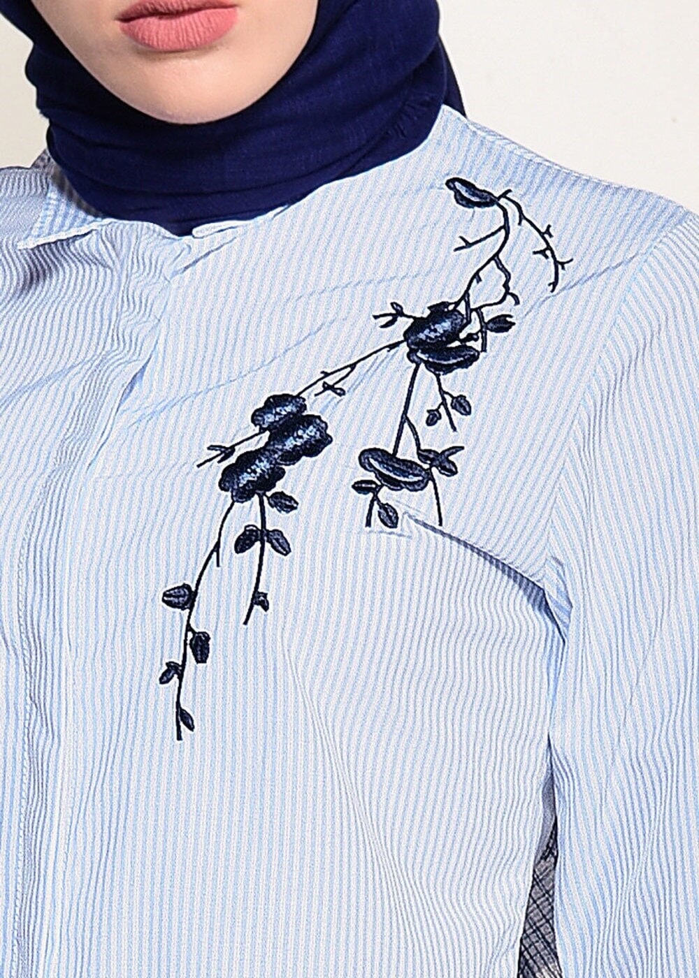 Vêtements hijab BLEU TUNIQUE À RAYURES 3809 