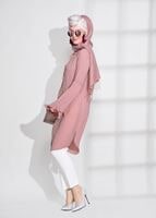 Tesettür giyim PUDRA T 3951 ModaBu- İspanyol Kol  Bağcıklı Tunik