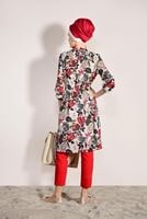 Vêtements hijab ÉCRU TUNIQUE IMPRIMÉ FEUILLE 3976