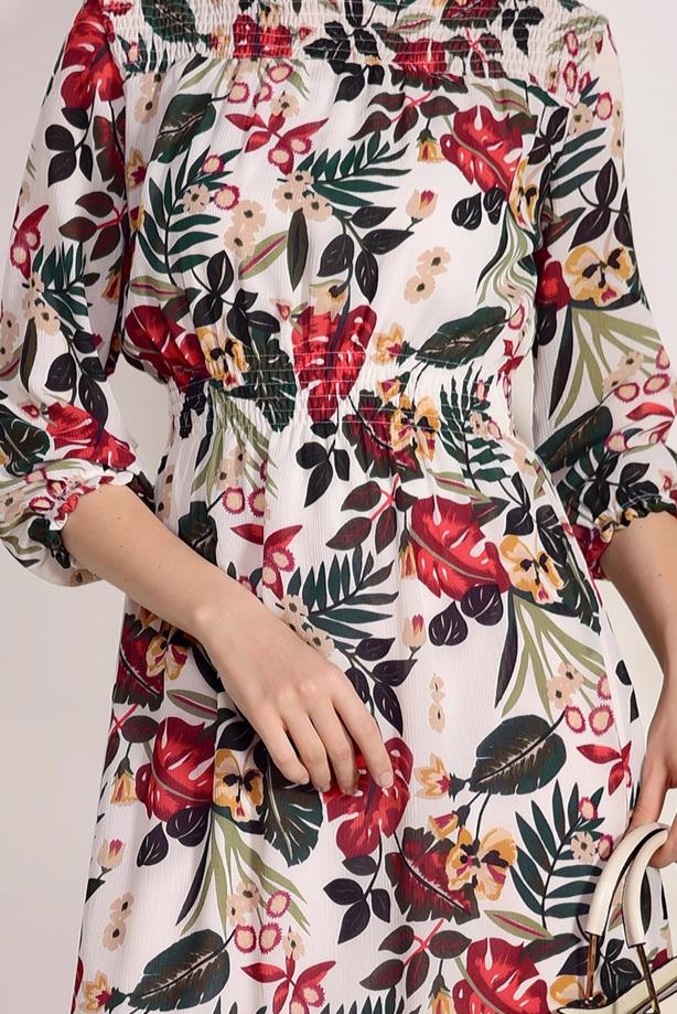 Tesettür giyim  T 3976 Ayriss-Yaprak Desenli Tunik - TRENDTESETTÜR