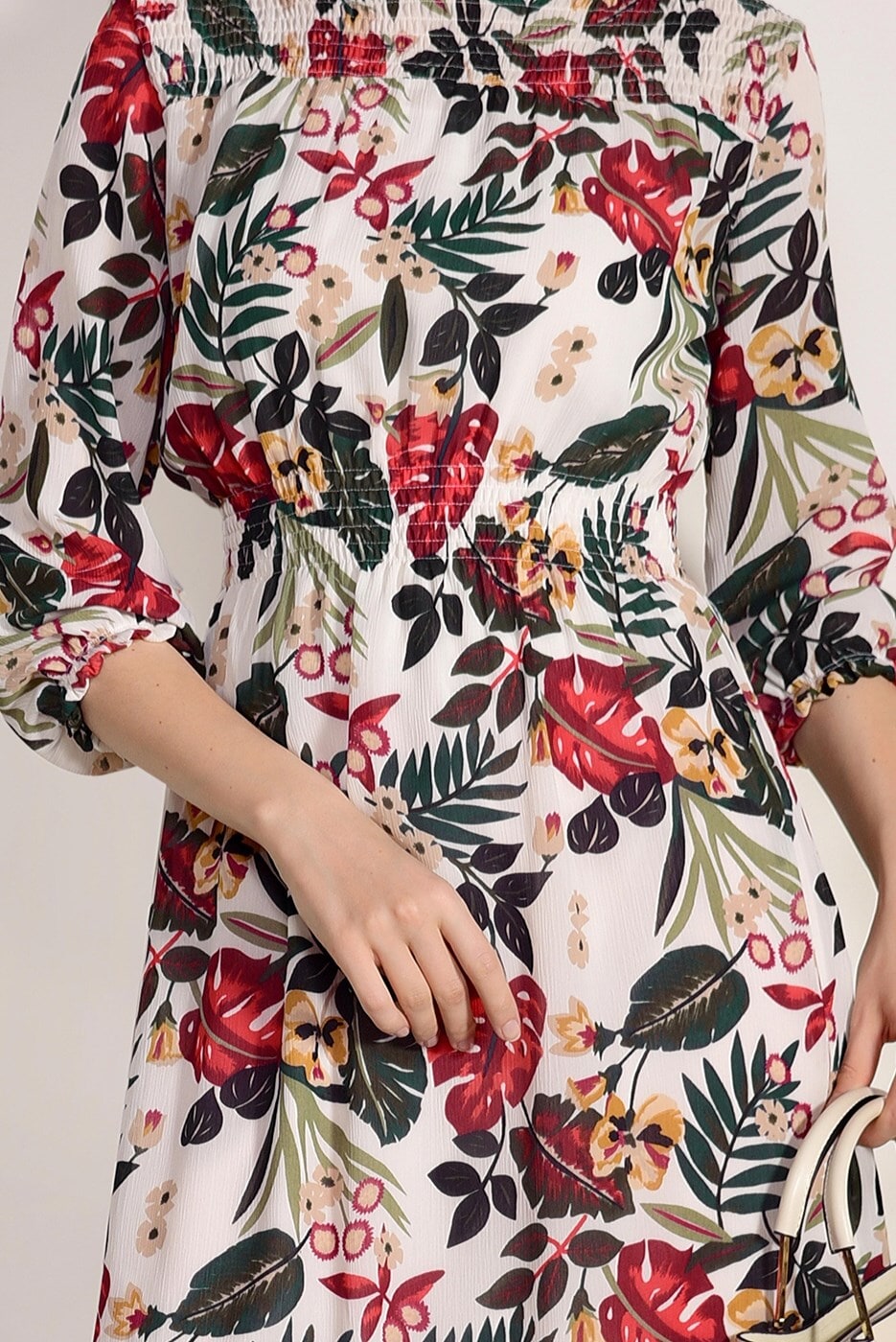 Vêtements hijab ÉCRU TUNIQUE IMPRIMÉ FEUILLE 3976