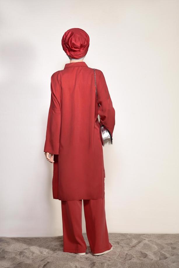 Vêtements hijab  BUTTONED POCKET DETAILED SUIT WITH PANTS 4003  - TRENDTESETTÜR
