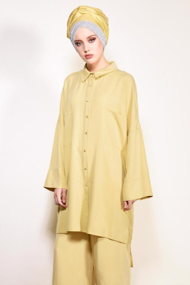 Vêtements hijab  BUTTONED POCKET DETAILED SUIT WITH PANTS 4003  - TRENDTESETTÜR