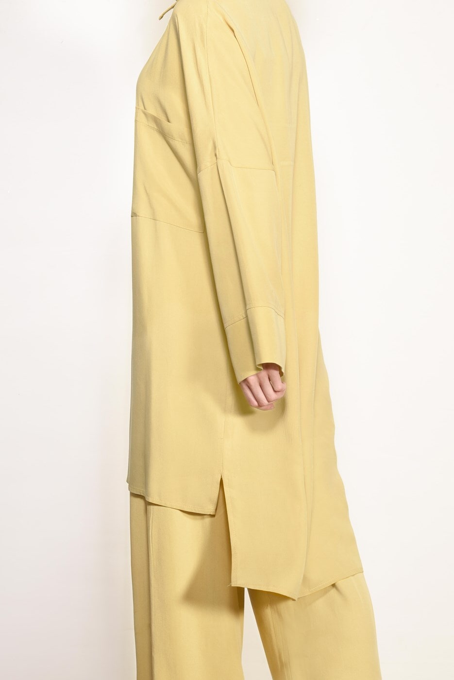 Vêtements hijab JAUNE COSTUME PANTALON 2 PIÈCES DÉTAILLÉ AVEC POCHE SUR LE DEVANT 4003 