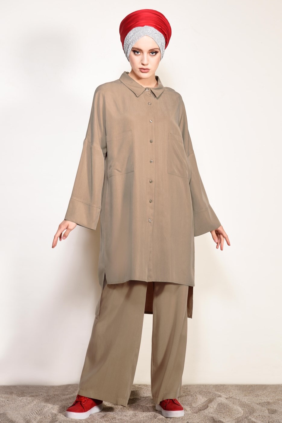 Vêtements hijab VISON COSTUME PANTALON 2 PIÈCES DÉTAILLÉ AVEC POCHE SUR LE DEVANT 4003 