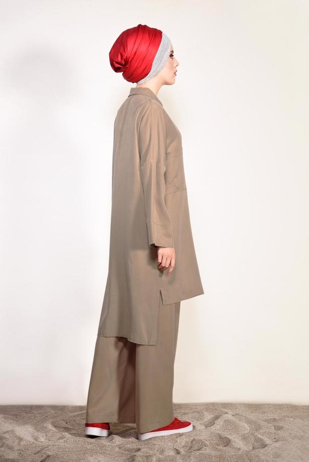 Vêtements hijab  BUTTONED POCKET DETAILED SUIT WITH PANTS 4003  - TRENDTESETTÜR