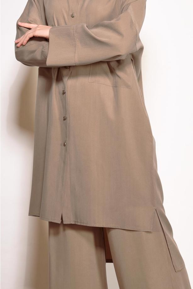 Vêtements hijab  BUTTONED POCKET DETAILED SUIT WITH PANTS 4003  - TRENDTESETTÜR