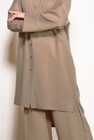 Tesettür giyim VİZON ÖNÜ DÜĞMELİ CEP DETAYLI 2&prime;Lİ PANTOLONLU TAKIM 4003