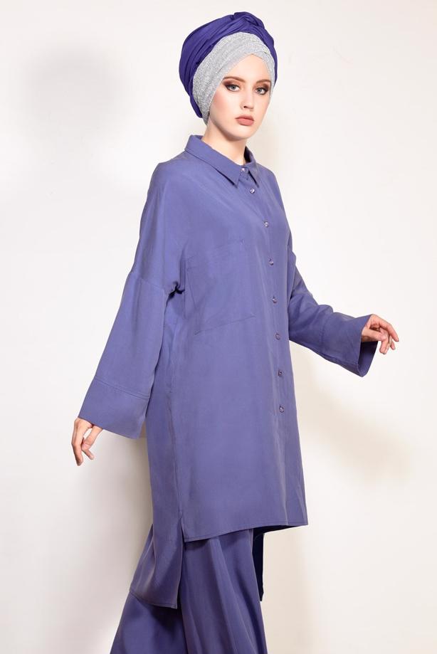 Vêtements hijab  BUTTONED POCKET DETAILED SUIT WITH PANTS 4003  - TRENDTESETTÜR